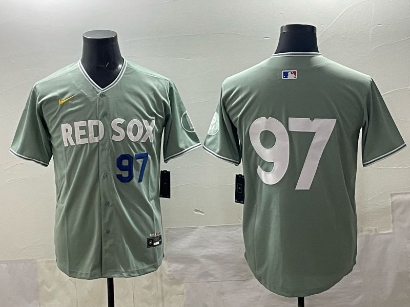 Men 2025 Boston Red Sox #97 No Name Green Nike MLB Jersey style 03